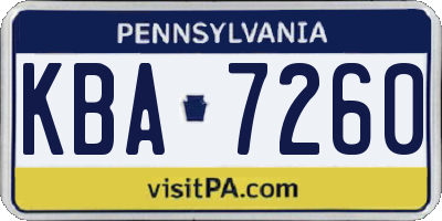 PA license plate KBA7260