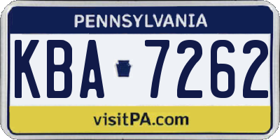PA license plate KBA7262
