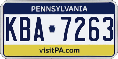 PA license plate KBA7263