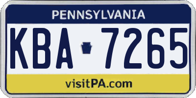 PA license plate KBA7265