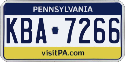PA license plate KBA7266