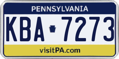 PA license plate KBA7273