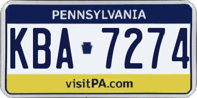 PA license plate KBA7274