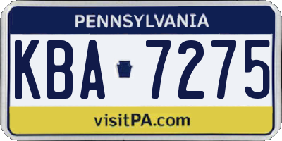PA license plate KBA7275