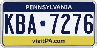 PA license plate KBA7276