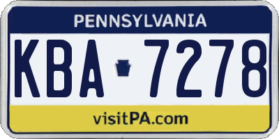 PA license plate KBA7278