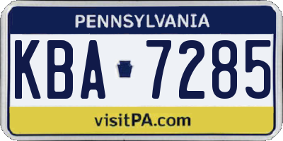 PA license plate KBA7285