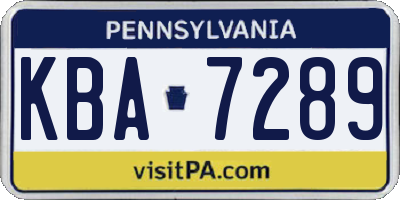 PA license plate KBA7289