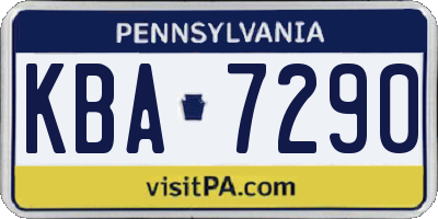 PA license plate KBA7290