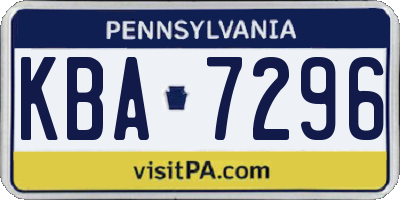 PA license plate KBA7296