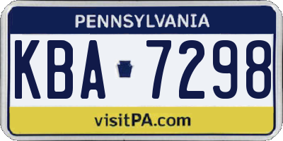 PA license plate KBA7298
