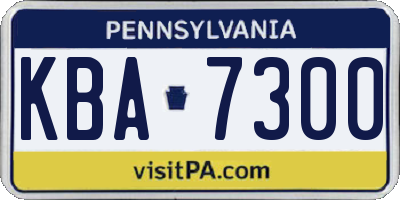 PA license plate KBA7300