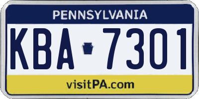 PA license plate KBA7301