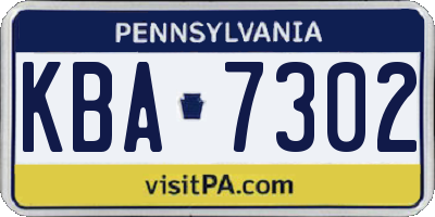 PA license plate KBA7302