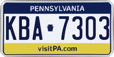 PA license plate KBA7303