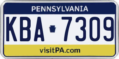 PA license plate KBA7309