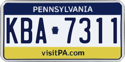 PA license plate KBA7311