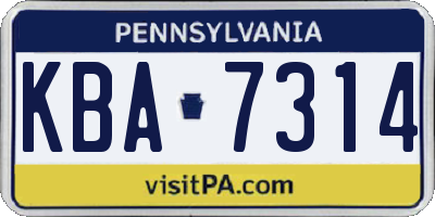 PA license plate KBA7314