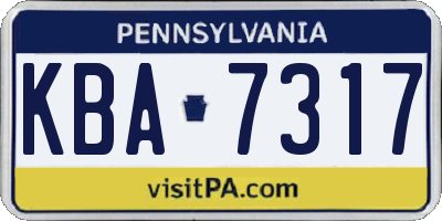 PA license plate KBA7317