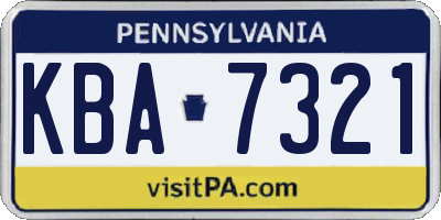 PA license plate KBA7321