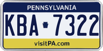 PA license plate KBA7322
