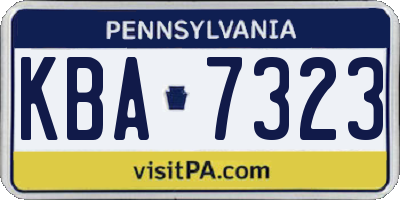 PA license plate KBA7323