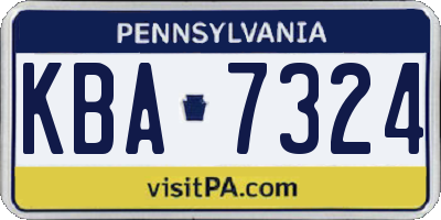 PA license plate KBA7324
