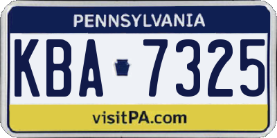 PA license plate KBA7325