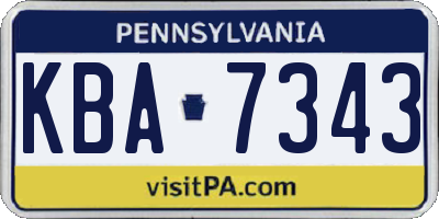 PA license plate KBA7343