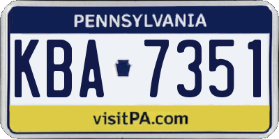 PA license plate KBA7351