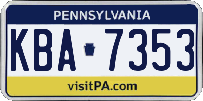 PA license plate KBA7353