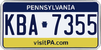 PA license plate KBA7355