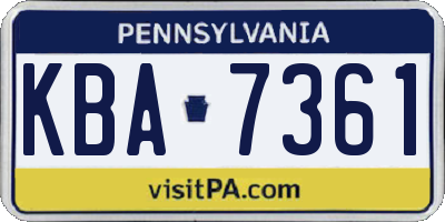 PA license plate KBA7361