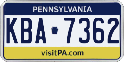 PA license plate KBA7362