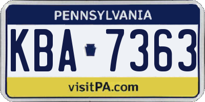 PA license plate KBA7363