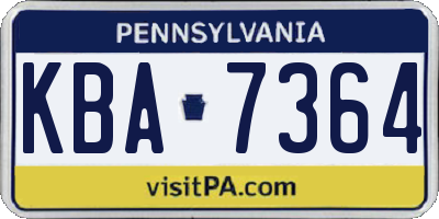 PA license plate KBA7364