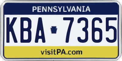 PA license plate KBA7365