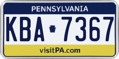 PA license plate KBA7367