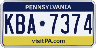 PA license plate KBA7374