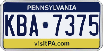 PA license plate KBA7375