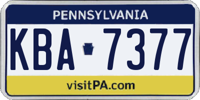PA license plate KBA7377