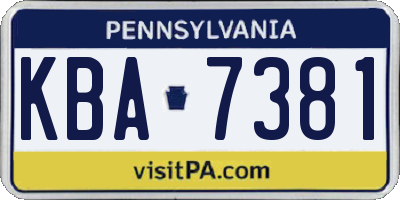 PA license plate KBA7381