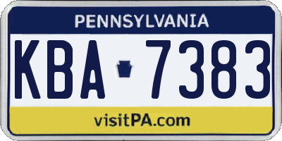 PA license plate KBA7383