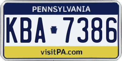 PA license plate KBA7386