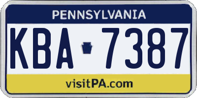 PA license plate KBA7387