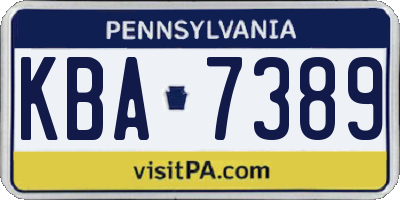 PA license plate KBA7389
