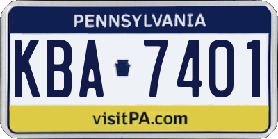 PA license plate KBA7401