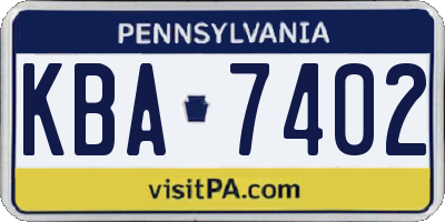 PA license plate KBA7402
