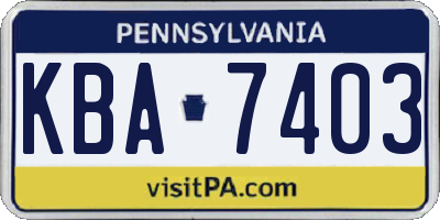 PA license plate KBA7403