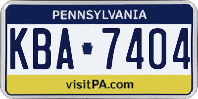 PA license plate KBA7404